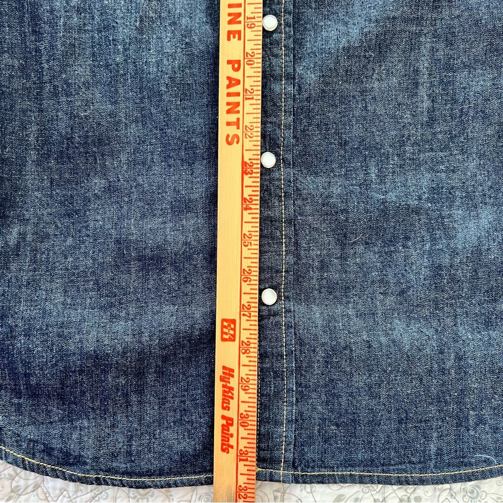 Levi's Classic Barstow Western Dark Blue Pearl Snap Denim Shirt Cowboy Size L - Picture 5 of 7